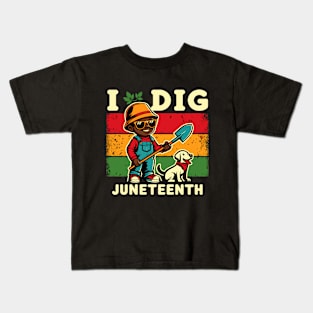 I Dig Juneteenth Black African American Melanin Farmer Pun Kids T-Shirt